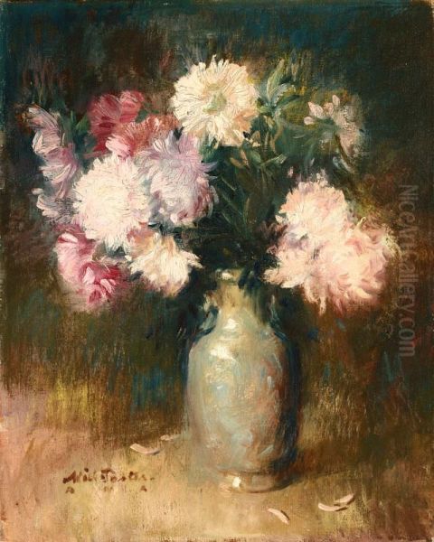 Chrysanthemums In A Vase Oil Painting by William Frederick Foster