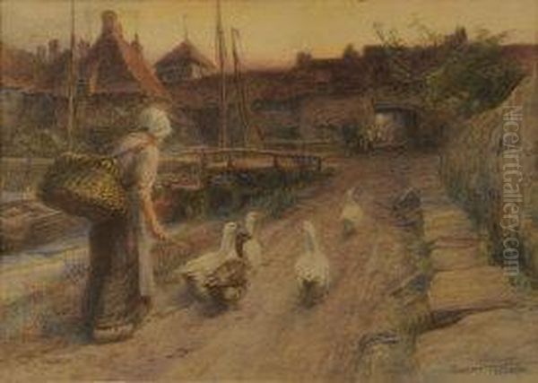 The Goose Girl Oil Painting by William Gilbert Foster