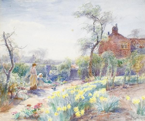 A Cottage Garden, Spring by William Gilbert Foster