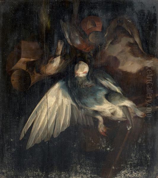 Trophee De Chasse Au Pigeon Et Petits Oiseaux Oil Painting by Guillaume-Romain Fouace