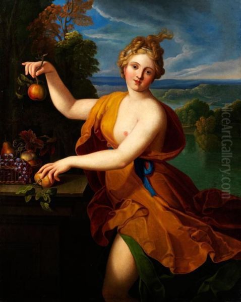 Junge Schonheit Als Pomona, Der Romischen Gottin Des Obstsegens Oil Painting by Nicolas Fouche