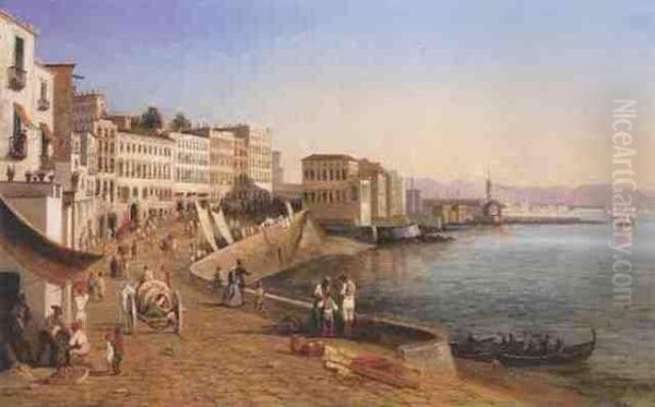 View Over Naples Oil Painting by Felix Fouihouze