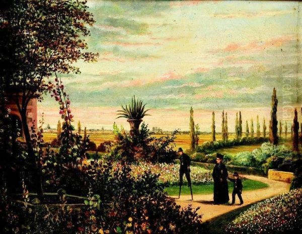 Passeio No Parque Oil Painting by J. Foulon