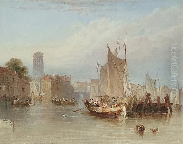 Dordrecht Oil Painting by Charles Fouque