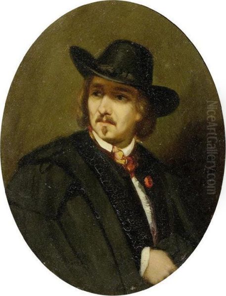 Portrait Of Pradier Oil Painting by Jean Marius Fouque