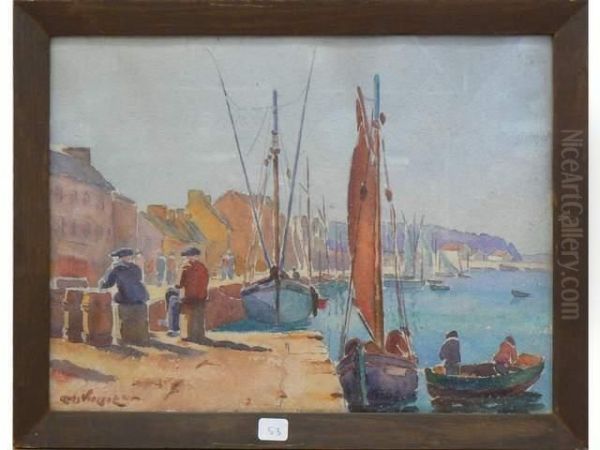 Port Mediterraneen Oil Painting by Louis Vincent Fouquet