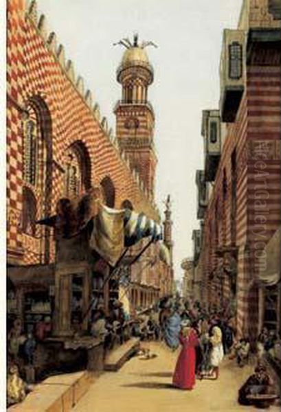 Rue Animee Derriere La Mosquee Oil Painting by Louis Vincent Fouquet