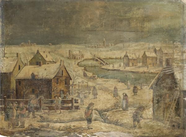 Paysage D'hiver
 Panneau, Une Planche, Renforce Oil Painting by Jacques Fouquieres