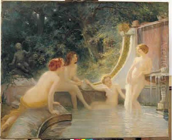 Baigneuses Oil Painting by Albert-Auguste Fourie