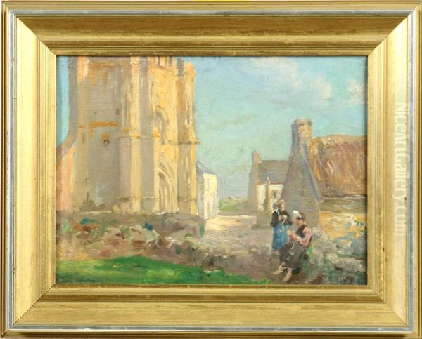 Kyrkoexterior Oil Painting by Alfred Victor Fournier