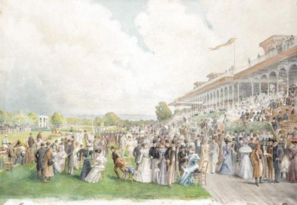 Racing At Auteuil Oil Painting by Marcel Fournier