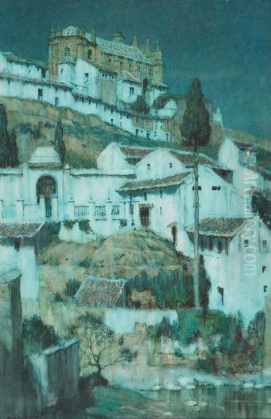 Moonlight, Santa Maria, Anteguera, Spain Oil Painting by Albert Moulton Foweraker