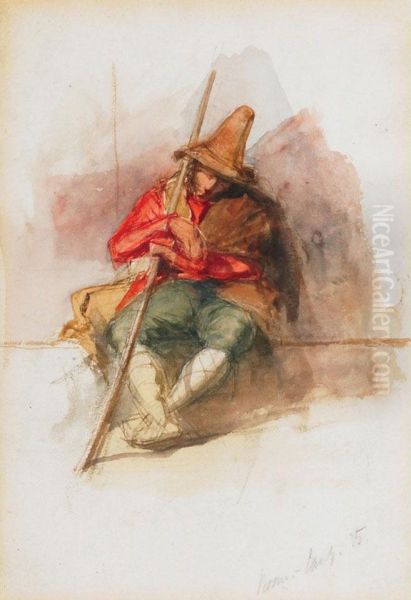 Resting Peasant Oil Painting by Daniel Fowler