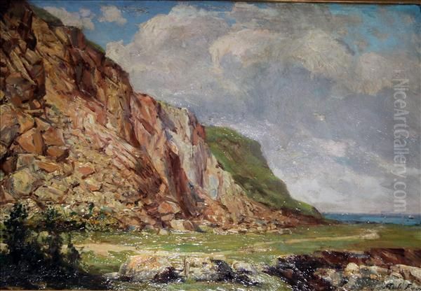 Cliff Rockslide Oil Painting by Robert Fowler