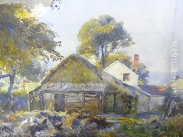 A Farmstead Oil Painting by Charles James Fox