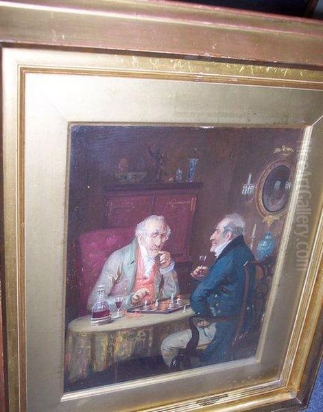 The Chess Players Oil Painting by George Fox