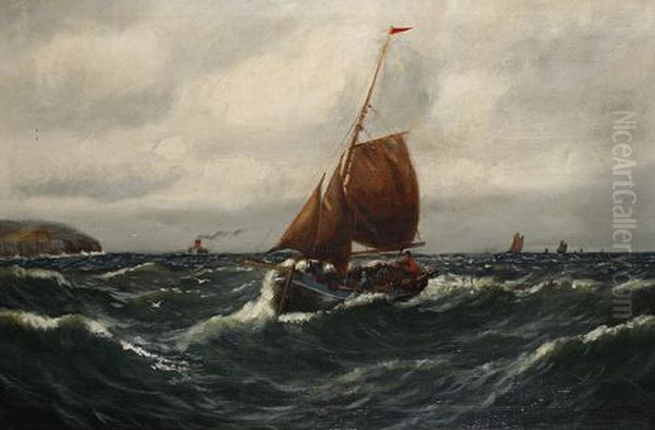 Fishing Boats On A Breezy Day Oil Painting by John Fox