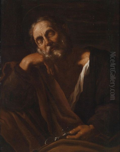 A Sleeping St. Peter Oil Painting by Cesare Fracanzano