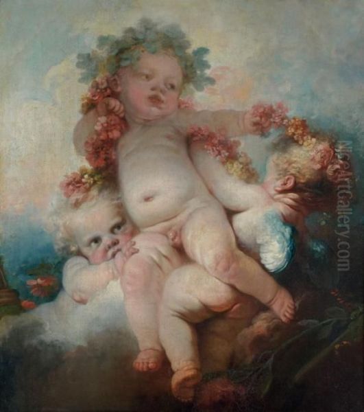 Putti Oil Painting by Alexandre Evariste Fragonard