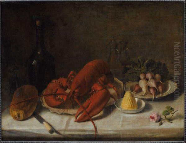 Nature Morte Au Homard Oil Painting by Pierre Antoine Fraichot