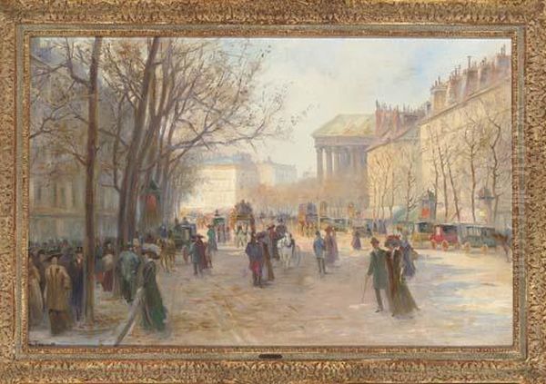 Before La Madeleine, Paris Oil Painting by Georges Fraipont