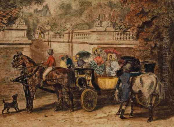 L'arrivee, Par Desmadryl Oil Painting by Pierre Desire Eugene Franc Lamy