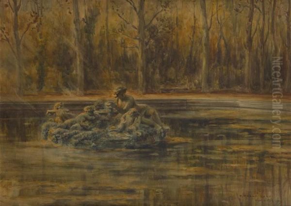 Fontaine Duparc De Versailles Oil Painting by Pierre Desire Eugene Franc Lamy