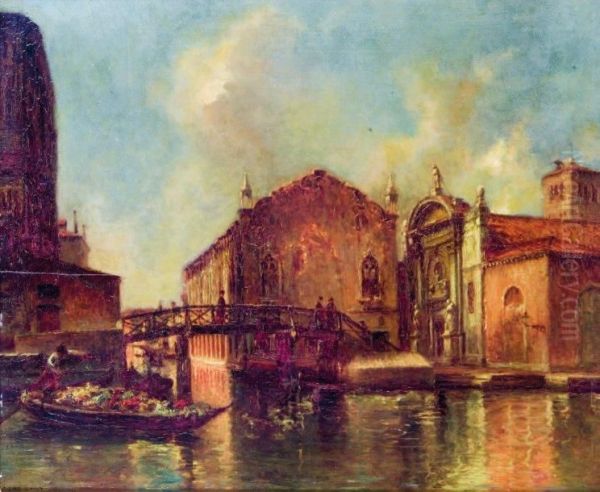 Vue De Venise Oil Painting by Pierre Desire Eugene Franc Lamy