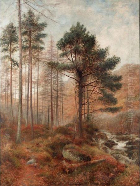 A Wooded River Landscape Oil Painting by Charles France