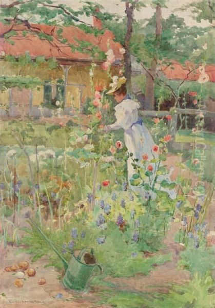 Lady In The Garden Oil Painting by Eurilda Loomis France