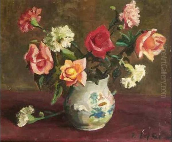 Fleurs Oil Painting by France Leplat