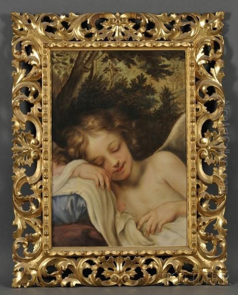 Sleeping Cupid Oil Painting by Baldassarre Franceschini