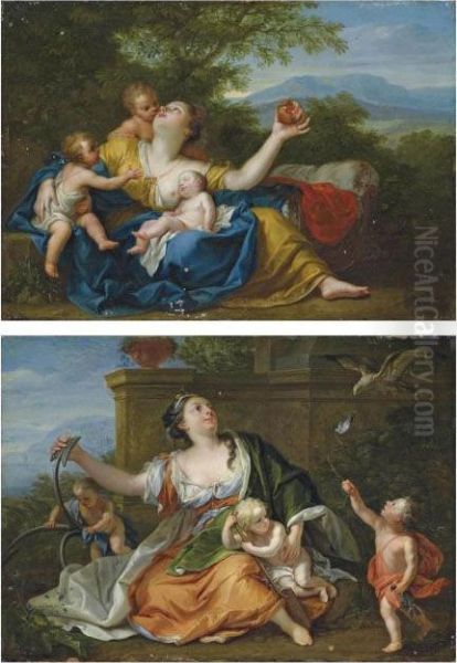 And Marcantonio Franceschini And Studio Charity Oil Painting by Marcantonio Franceschini