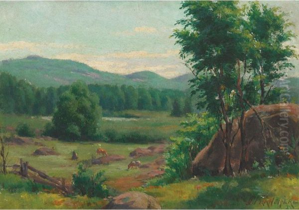 Pasture With Grazing Cattle Oil Painting by Joseph Charles Franchere