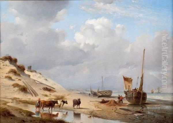 Bord De Mer A Maree Basse Oil Painting by Count Alexandre Thomas Francia