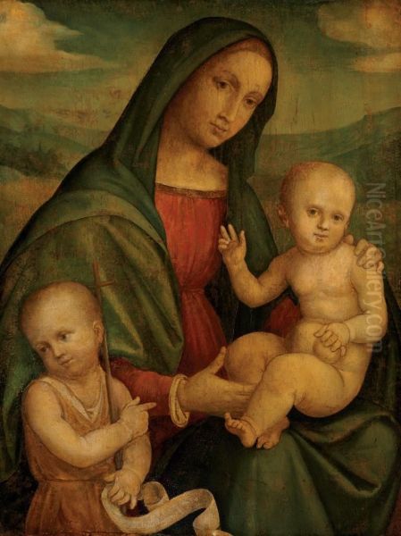 The Madonna And Child With The Infant Saint John The Baptist Oil Painting by Francesco Francia