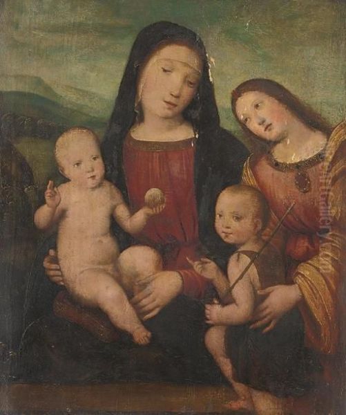 The Madonna And Child With Saint Elizabeth And The Infant Saint John The Baptist Oil Painting by Francesco Francia