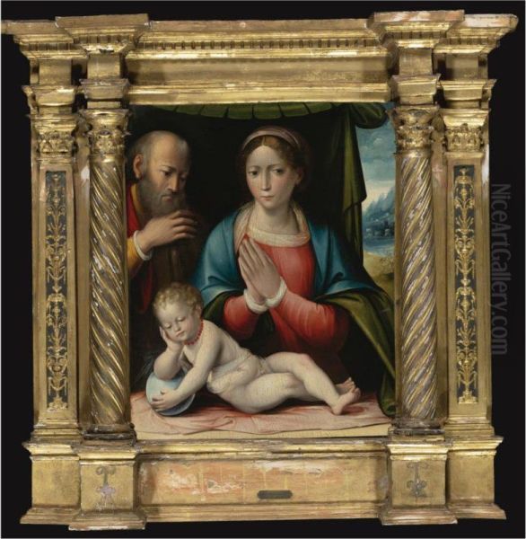 The Madonna And Child With Saint Joseph Oil Painting by Giulio Francia