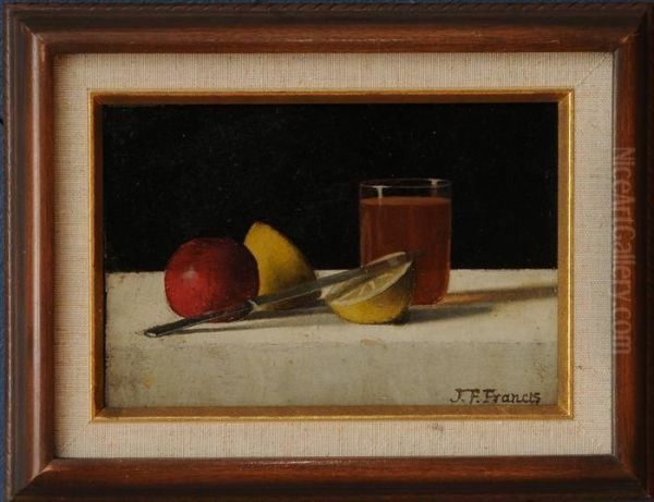 Still Life With Apple, 
Lemon, 
Glass And Knife Oil Painting by John Francis