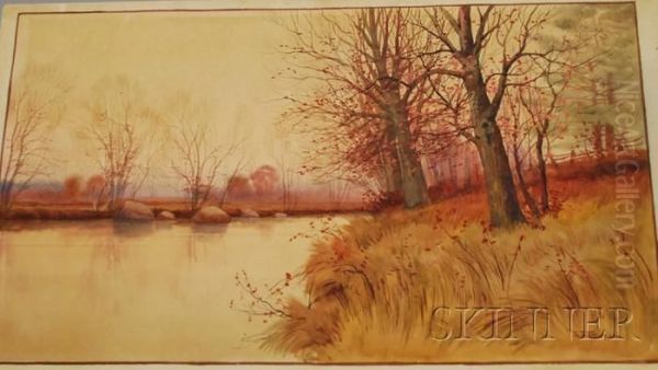 Late Autumn Stream Oil Painting by John Defett Francis