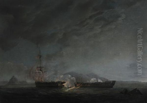 Dismasted Ships Off A Headland Oil Painting by Francis Sartorius