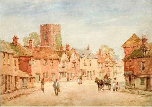 Chalfont St Peters Last Glow Oil Painting by Thomas Edward Francis