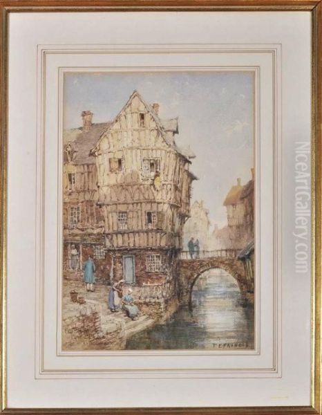 Old Houses, Pont L'eveque, Normandy Oil Painting by Thomas Edward Francis