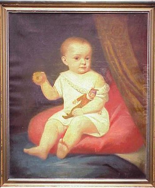 Seated Child With Doll Oil Painting by Carl Ludwig Francke