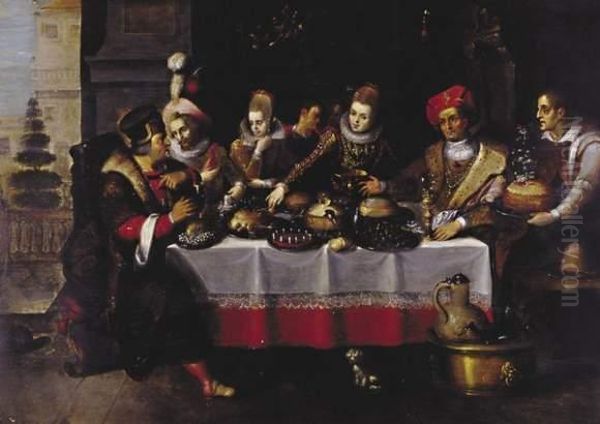 Le Festin Du Mauvais Riche Oil Painting by Ambrosius Francken I