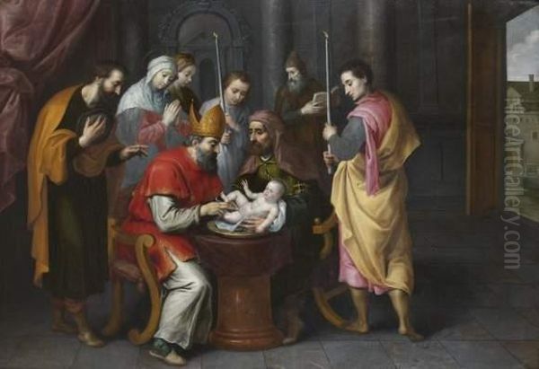 La Circoncision Du Christ Oil Painting by Ambrosius Francken II