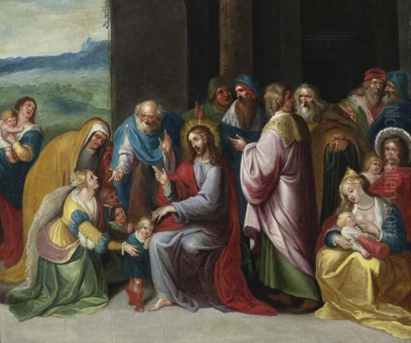 Christ Blessing The Children. Oil Painting by Ambrosius Francken II