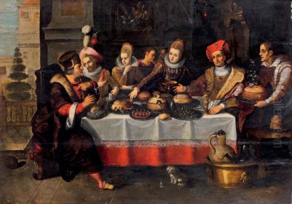 Lazare Et Le Mauvais Riche Oil Painting by Frans Francken