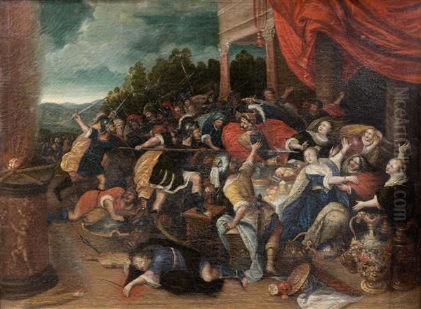 Le Festin Interrompu Oil Painting by Frans Francken