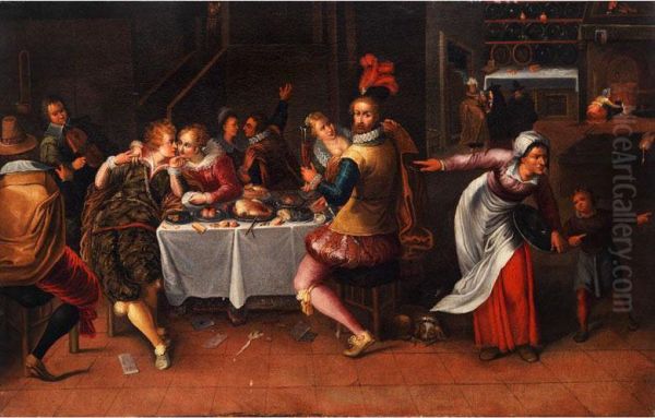 Festmahl Im Interieur Oil Painting by Frans Francken